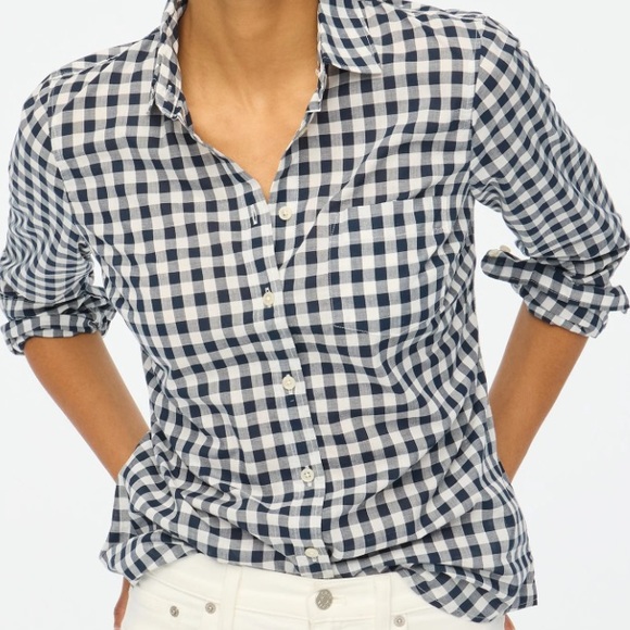 J. Crew Black and White Gingham Casual Shirt - Picture 1 of 9